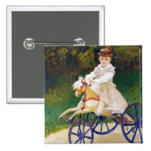 Jean Monet on a Mechanical Horse Claude Monet Button
