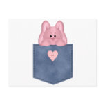 Jean Pocket Pink Bunny Postcard