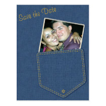 Jeans Pocket Denim Save the Date Postcard postcards