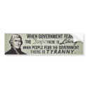 Jefferson Liberty Quote Bumper Sticker bumper stickers