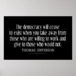 Jefferson Quote On Democracy Posters