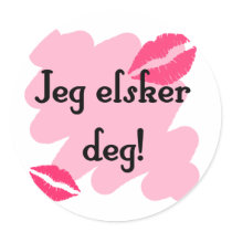 Jeg elsker deg - Norwegian I love you Round Stickers