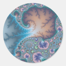 Jellyfish - Fractal Round Stickers