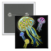 Jellyfish Group Pinback Buttons