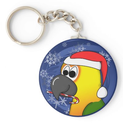 Jenday Conure Christmas Keychain by MenagerieMayhem