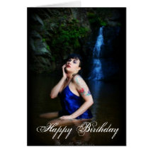 Jenn Martin (blue dress, waterfall) Birthday Card