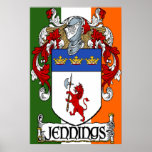 Jennings Coat of Arms Irish Flag Print