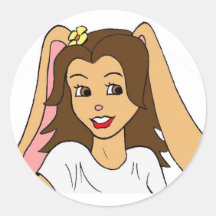 Jenny Bunnie Round Stickers