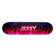 Jenny skateboard pink fire and flames design
