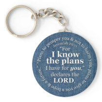 Jeremiah 29:11 I Know the Plans Bible Verse Denim Key Chains