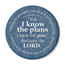 Jeremiah 29:11 I Know the Plans Bible Verse Denim Fridge Magnets