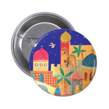 Jerusalem City Colourful Art Button