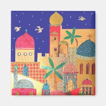 Jerusalem City Colourful Art Refrigerator Magnets