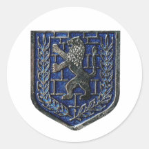 Jerusalem Crest Blue Round Sticker