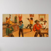 Jesse James theatre poster - bar gun fight