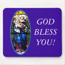 Jesus and Mary stained glass window Mouse Mats