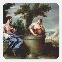 Jesus and the Samaritan Woman Square Sticker