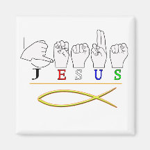 JESUS  ASL FINGER SPELLED SIGN COLORS REFRIGERATOR MAGNET