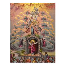 Jesus at Heaven's Gate, Vintage Christian Postcard