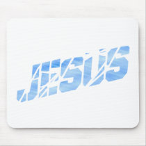 Jesus cassé bleu clair mouse pad