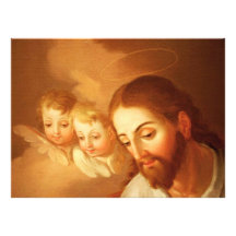 Jesus Christ and Angels Gazing Down From Heaven Invitation