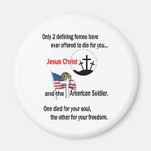 Jesus Christ and the American Soldier Fridge Magnets