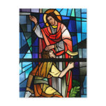 Jesus Christ  Healing the Lame Stained Glass Art postcards