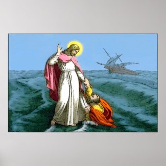 Jesus Christ Walks on Water Posters