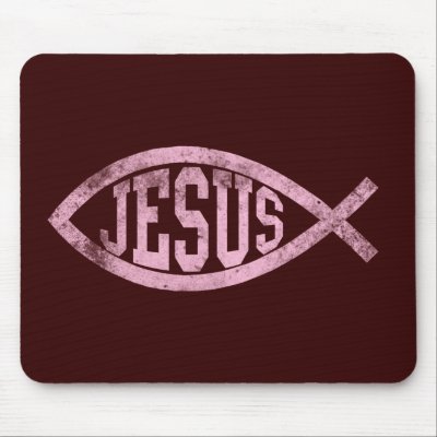 Jesus Fish Ichthys Christian Catholic Mousepas Mousepads by cutencomfy