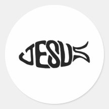 Jesus Fish Round Stickers