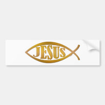 Jesus & Fish Symbol Bumper Stickers