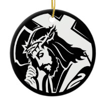 Jesus holing Cross with John 3:16 quote Ornaments