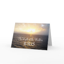 Jesus- Holy Cross-Ocean Sunset Greeting Card