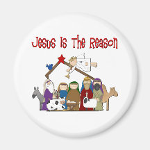 Jesus Is the Reason Manger Scene Refrigerator Magnet