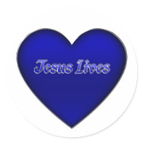 Jesus-lives-3D heart Round Stickers