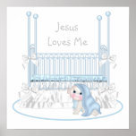 Jesus Loves Me Baby Boy Nursery Art 25x25 posters