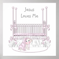 Jesus Loves Me Baby Nursery Wall Decor 25x25 Print