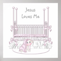 Jesus Loves Me Baby Nursery Wall Decor 25x25 Print