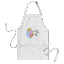 Jesus loves me girl with bear aprons
