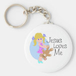 Jesus loves me girl with bear key chain