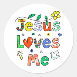Jesus Loves Me Round Stickers