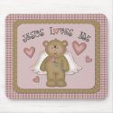 Jesus Loves Me Teddy Bear Angel Mousepad