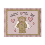 Jesus Loves Me Teddy Bear Angel Postcard