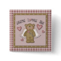 Jesus Loves Me Teddy Bear Angel Square Button