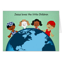 Jesus loves the little children. greeting cards