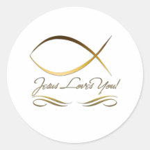 Jesus Loves You Round Stickers