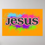 "Jesus" Neon Static Graphic Poster posters