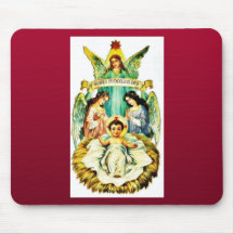 Jesus on mandle , mary and joseph prays and angel mouse pads