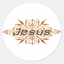 Jesus Ornement2 Cuivre noir. Round Sticker