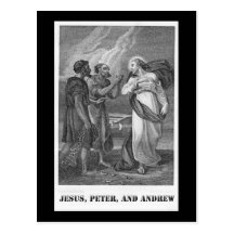 Jesus, Peter, and Andrew, 19th century lithograph Post Card